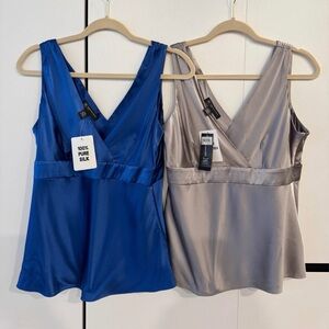 INC International Concepts Silk Tops in Blue and Gray